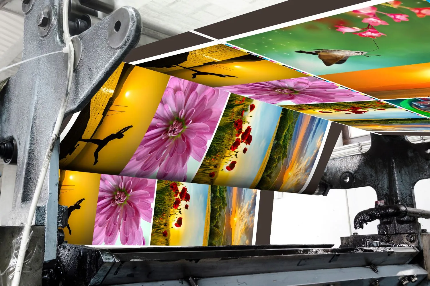 scenery images being printed on a printing machine
