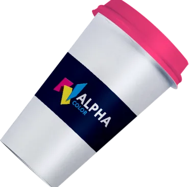 Alpha Color white cup with pink lid