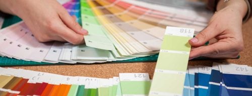 close up image of color cards on architect desk